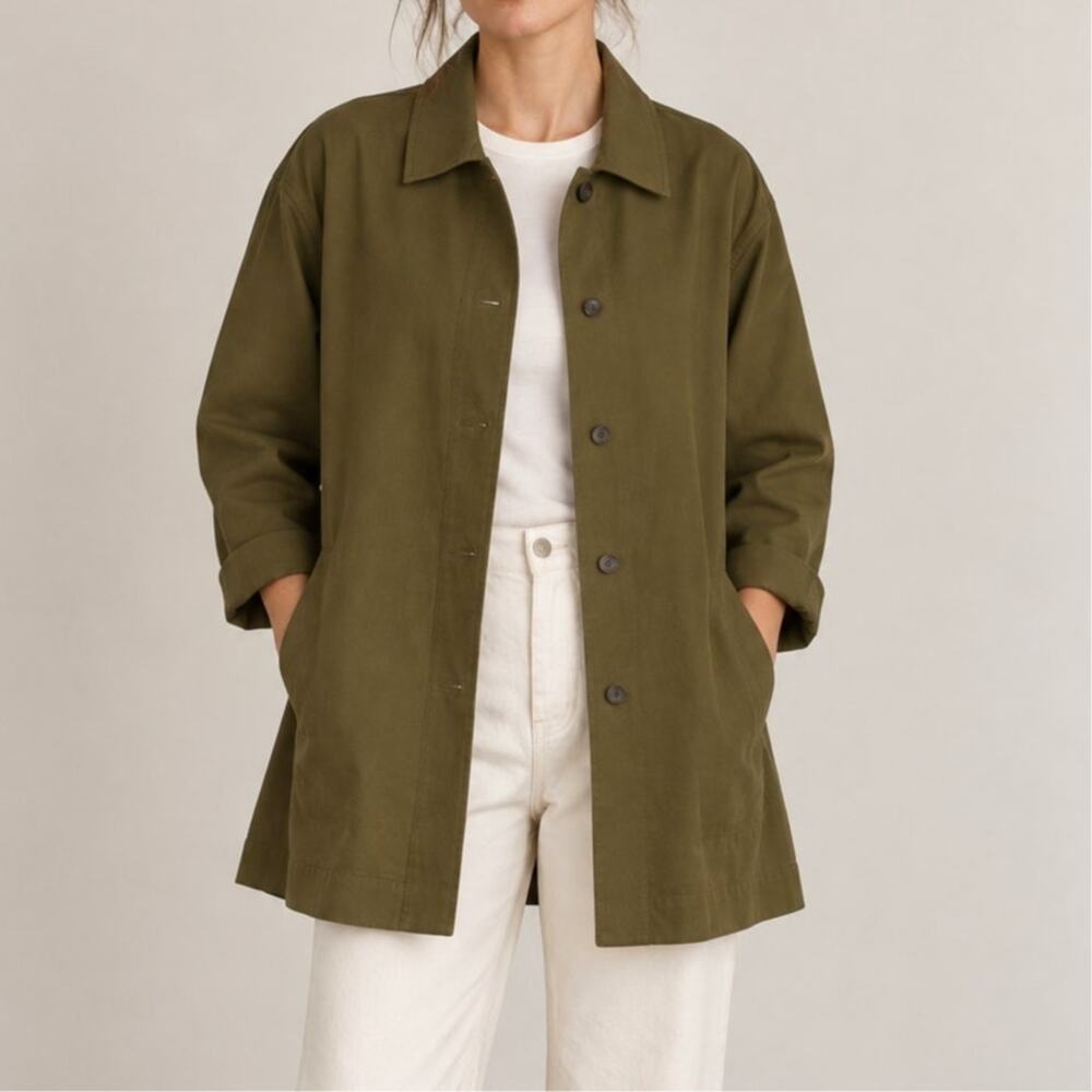 Vitamin Olive Green Shacket Unisex M Made in USA Utility Jacket Minimalist Chore